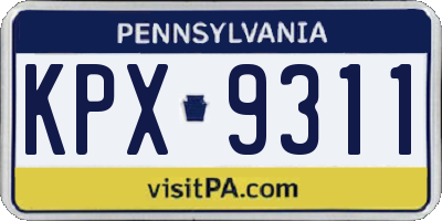 PA license plate KPX9311