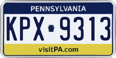 PA license plate KPX9313