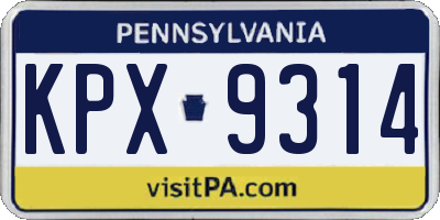 PA license plate KPX9314