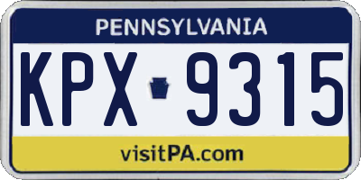 PA license plate KPX9315
