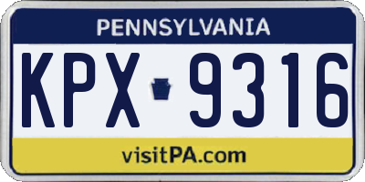 PA license plate KPX9316