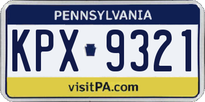 PA license plate KPX9321