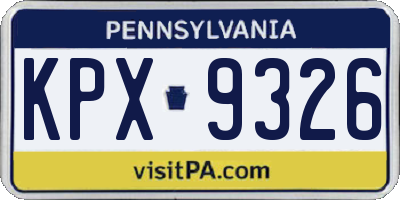 PA license plate KPX9326