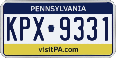 PA license plate KPX9331
