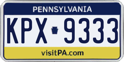 PA license plate KPX9333