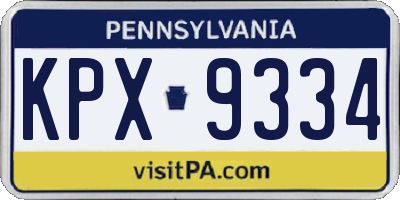 PA license plate KPX9334