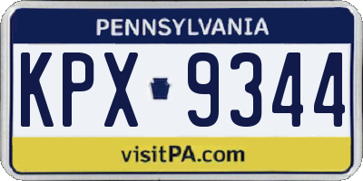PA license plate KPX9344