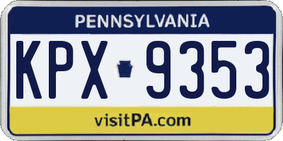 PA license plate KPX9353