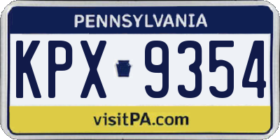 PA license plate KPX9354