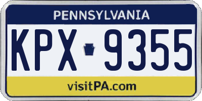 PA license plate KPX9355
