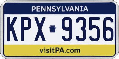 PA license plate KPX9356