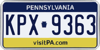 PA license plate KPX9363