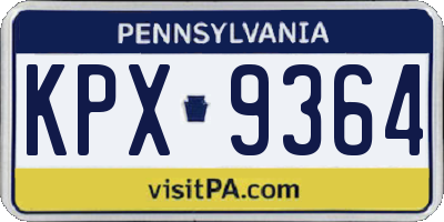 PA license plate KPX9364