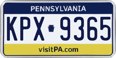 PA license plate KPX9365