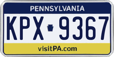 PA license plate KPX9367