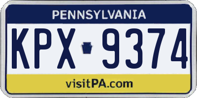 PA license plate KPX9374