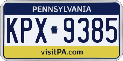 PA license plate KPX9385