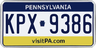PA license plate KPX9386