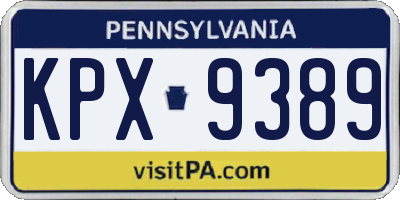 PA license plate KPX9389
