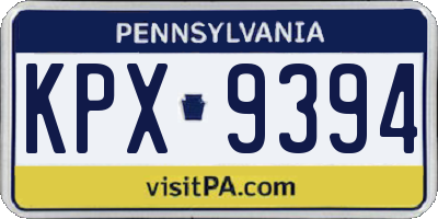 PA license plate KPX9394