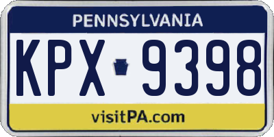 PA license plate KPX9398