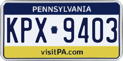 PA license plate KPX9403