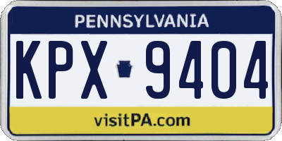 PA license plate KPX9404