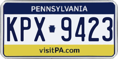 PA license plate KPX9423