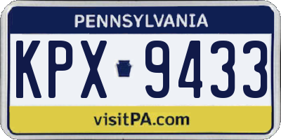 PA license plate KPX9433