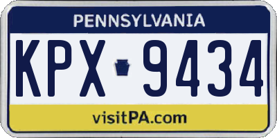 PA license plate KPX9434