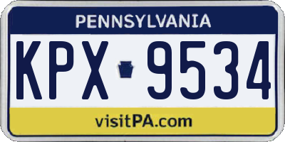 PA license plate KPX9534