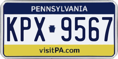 PA license plate KPX9567
