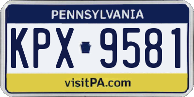 PA license plate KPX9581