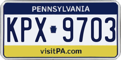 PA license plate KPX9703