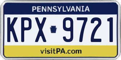 PA license plate KPX9721