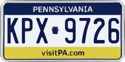 PA license plate KPX9726