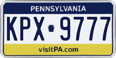 PA license plate KPX9777