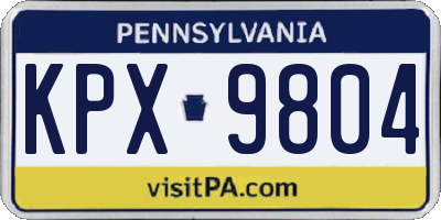 PA license plate KPX9804