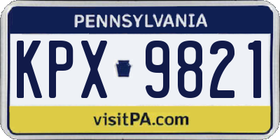 PA license plate KPX9821
