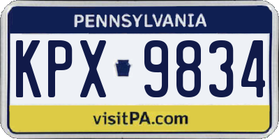 PA license plate KPX9834