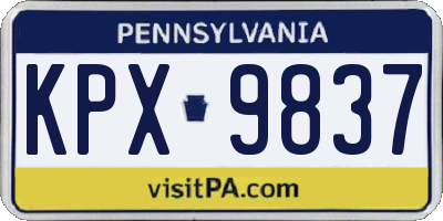PA license plate KPX9837