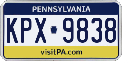 PA license plate KPX9838