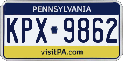 PA license plate KPX9862