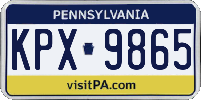 PA license plate KPX9865