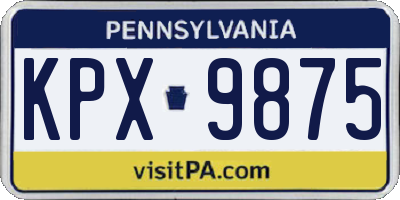 PA license plate KPX9875