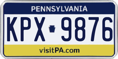PA license plate KPX9876
