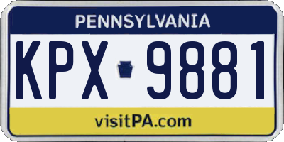 PA license plate KPX9881