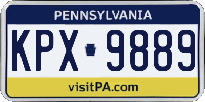 PA license plate KPX9889