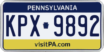 PA license plate KPX9892
