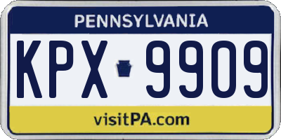 PA license plate KPX9909